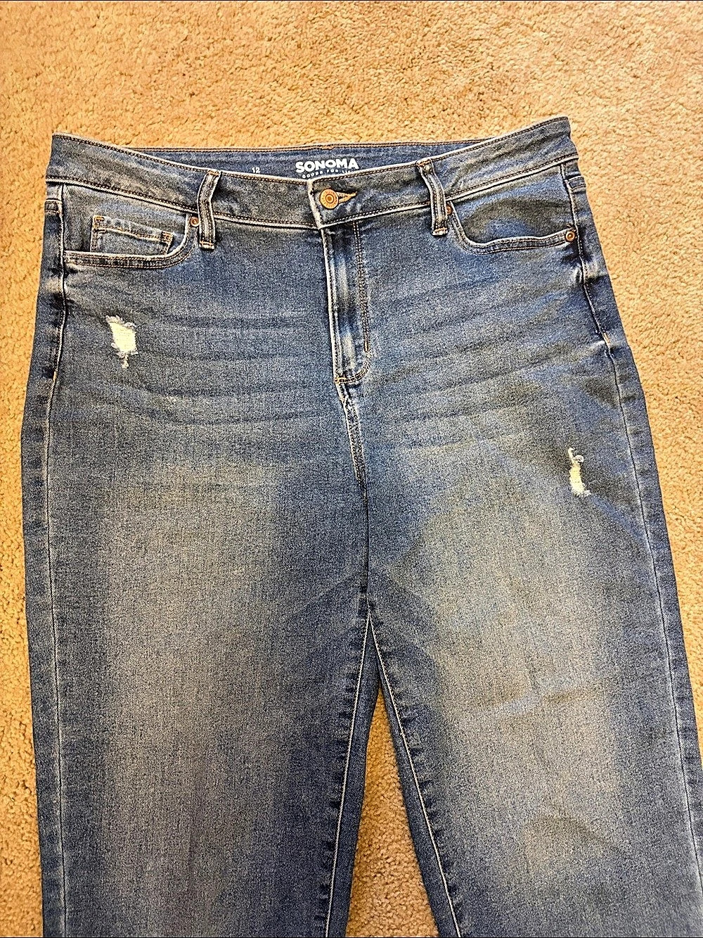 SONOMA Straight Crop Straight Leg Jeans Blue Waist 12 - Picture 3 of 11